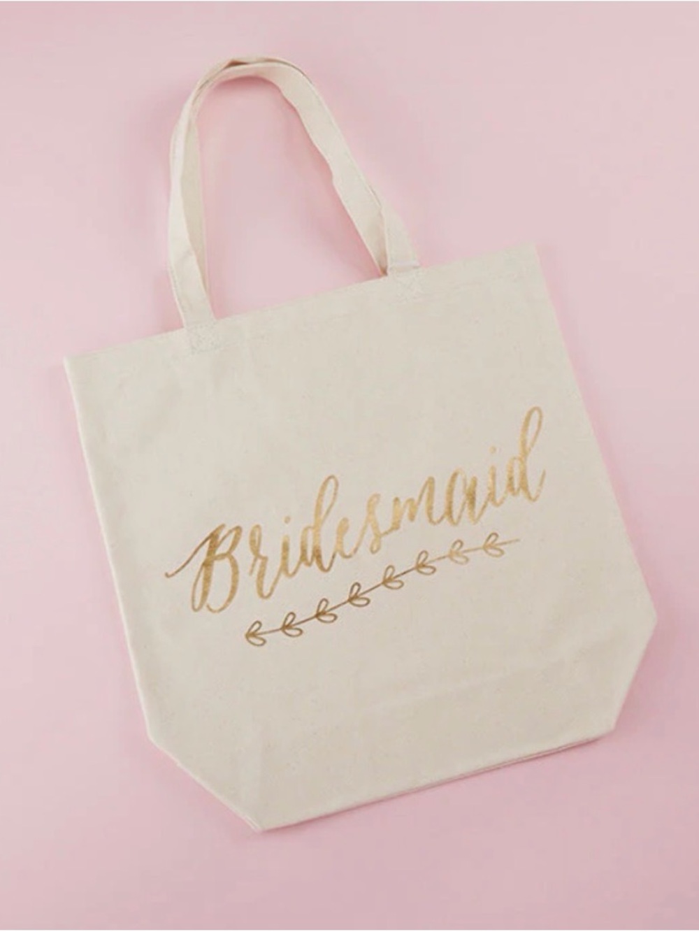 Bridesmaid Canvas Tote Bag in Cream with Gold Script NWT